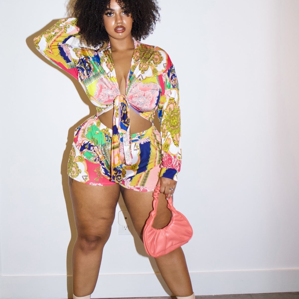 Vibrant Multicolor Tie-Front Romper